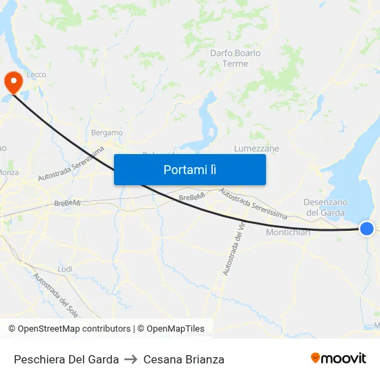 Peschiera Del Garda to Cesana Brianza map