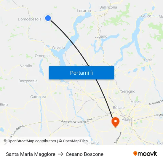 Santa Maria Maggiore to Cesano Boscone map