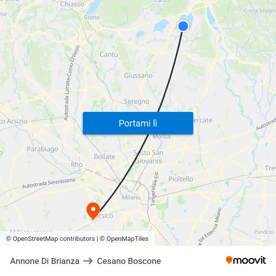 Annone Di Brianza to Cesano Boscone map