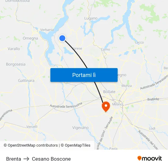 Brenta to Cesano Boscone map