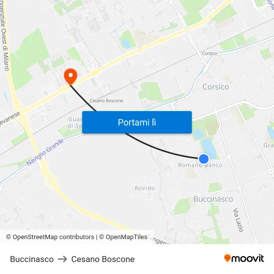Buccinasco to Cesano Boscone map