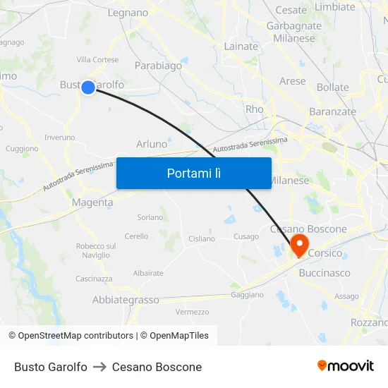Busto Garolfo to Cesano Boscone map