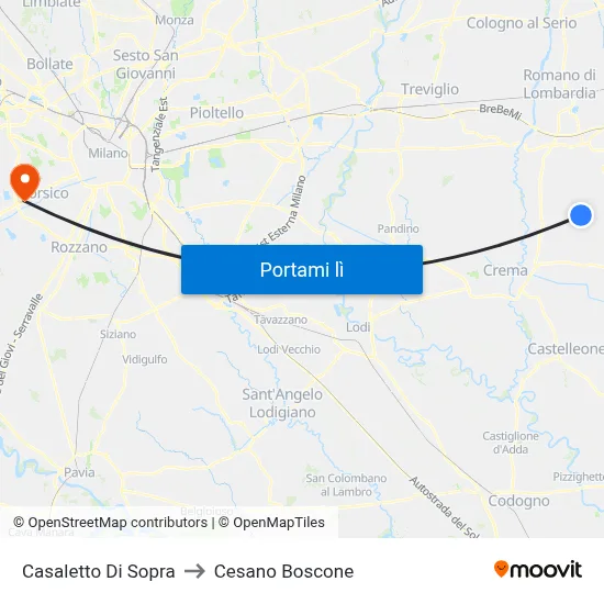 Casaletto Di Sopra to Cesano Boscone map