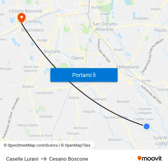 Caselle Lurani to Cesano Boscone map