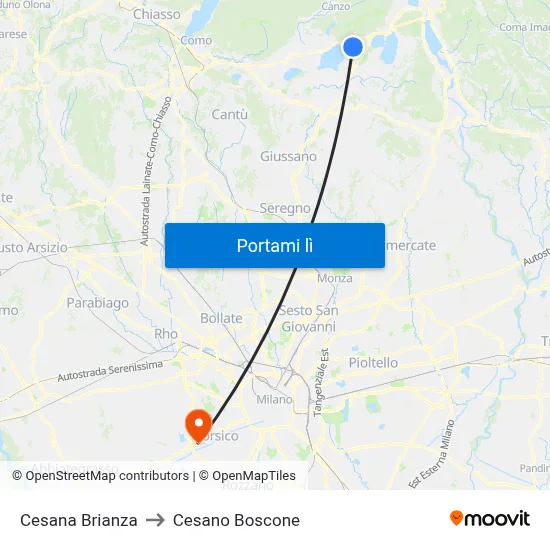 Cesana Brianza to Cesano Boscone map
