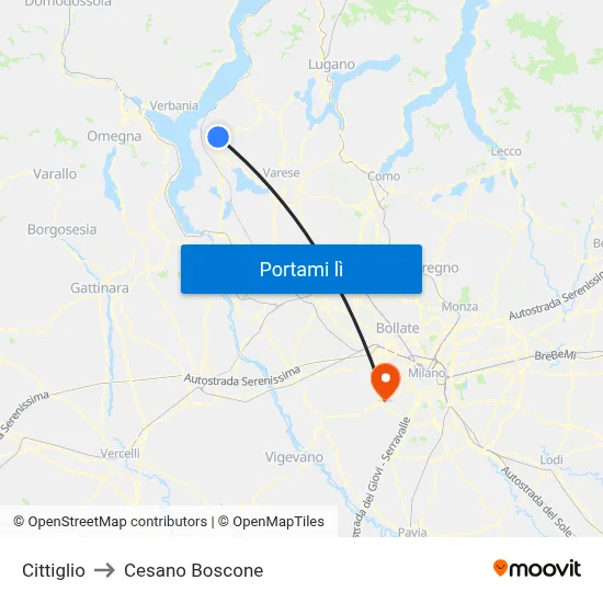 Cittiglio to Cesano Boscone map