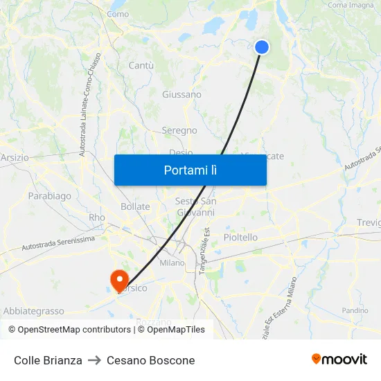 Colle Brianza to Cesano Boscone map