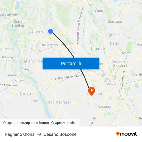 Fagnano Olona to Cesano Boscone map
