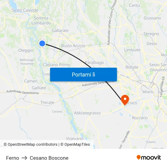 Ferno to Cesano Boscone map