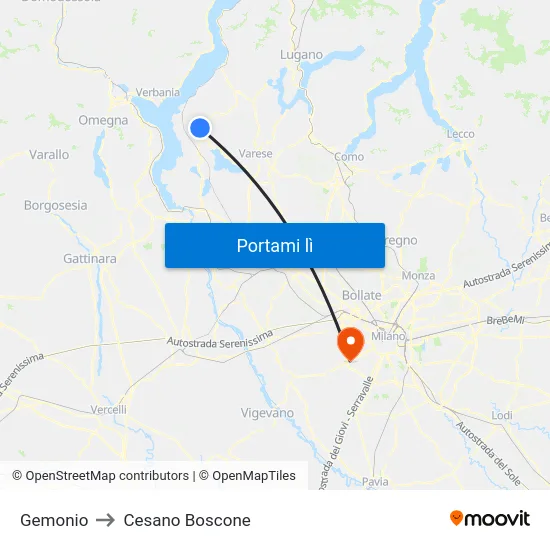 Gemonio to Cesano Boscone map