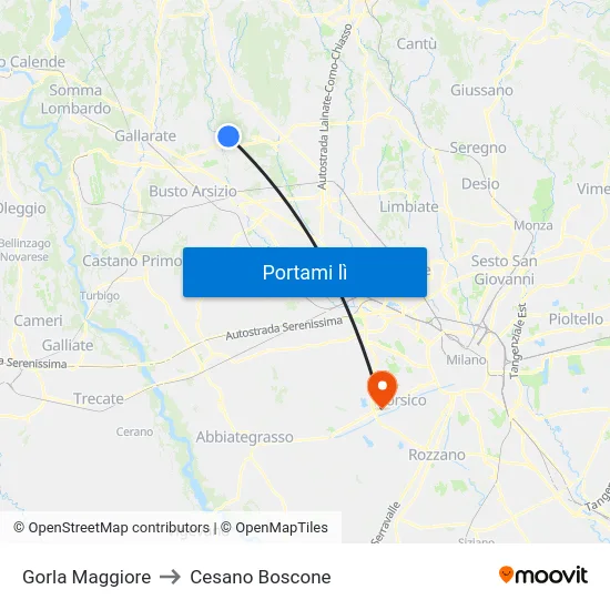 Gorla Maggiore to Cesano Boscone map