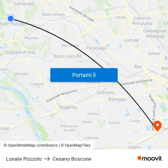 Lonate Pozzolo to Cesano Boscone map