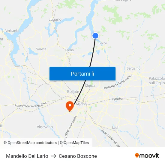 Mandello Del Lario to Cesano Boscone map