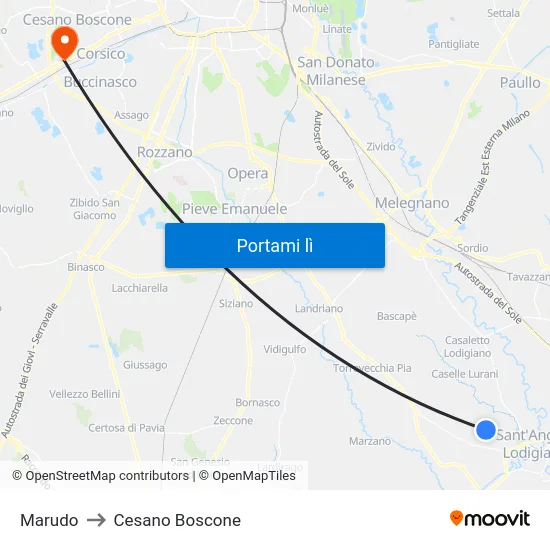 Marudo to Cesano Boscone map