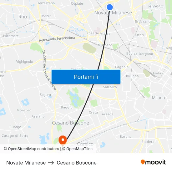 Novate Milanese to Cesano Boscone map