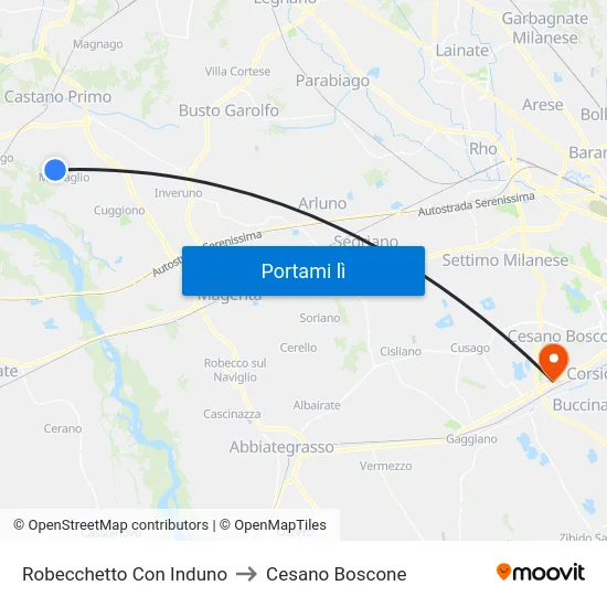 Robecchetto Con Induno to Cesano Boscone map
