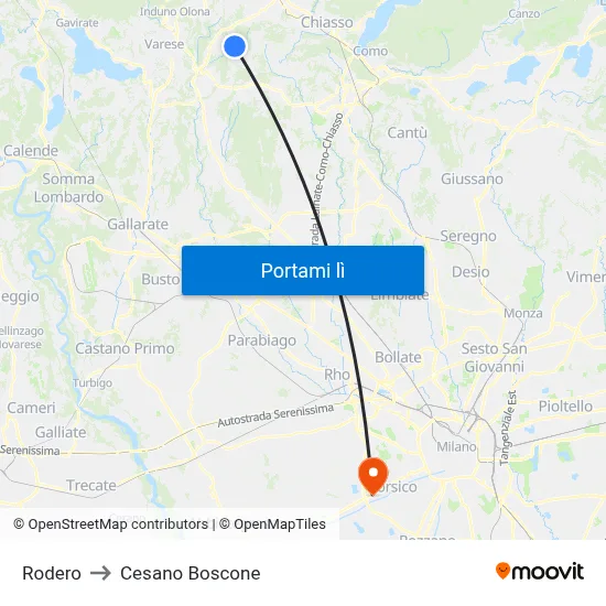 Rodero to Cesano Boscone map