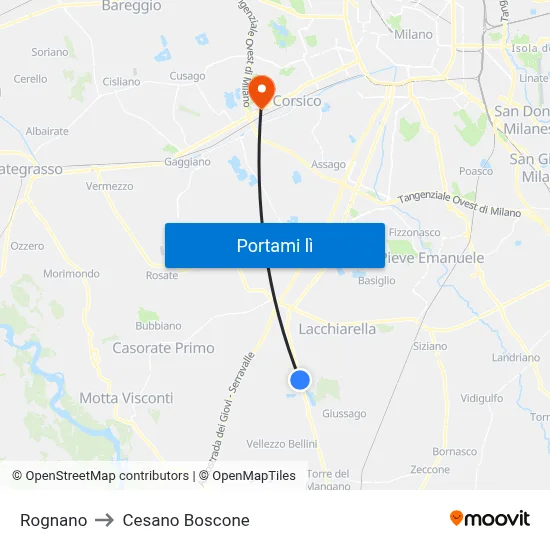 Rognano to Cesano Boscone map