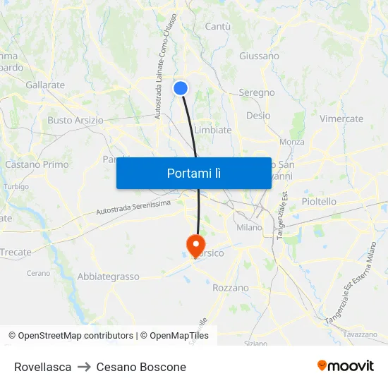 Rovellasca to Cesano Boscone map