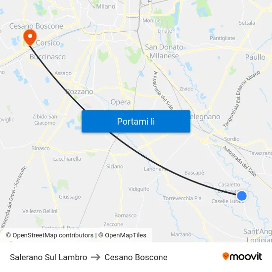 Salerano Sul Lambro to Cesano Boscone map