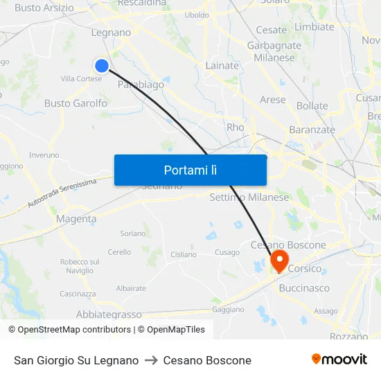 San Giorgio Su Legnano to Cesano Boscone map
