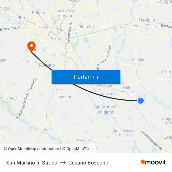 San Martino In Strada to Cesano Boscone map