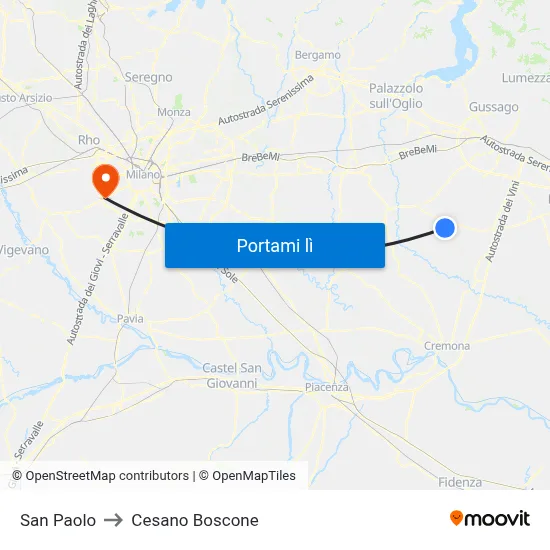 San Paolo to Cesano Boscone map
