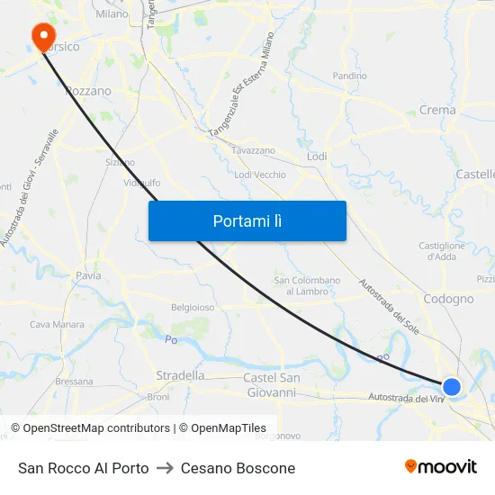 San Rocco Al Porto to Cesano Boscone map