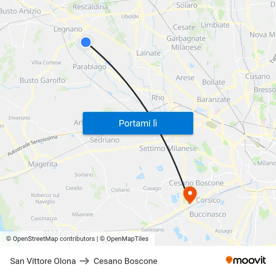 San Vittore Olona to Cesano Boscone map