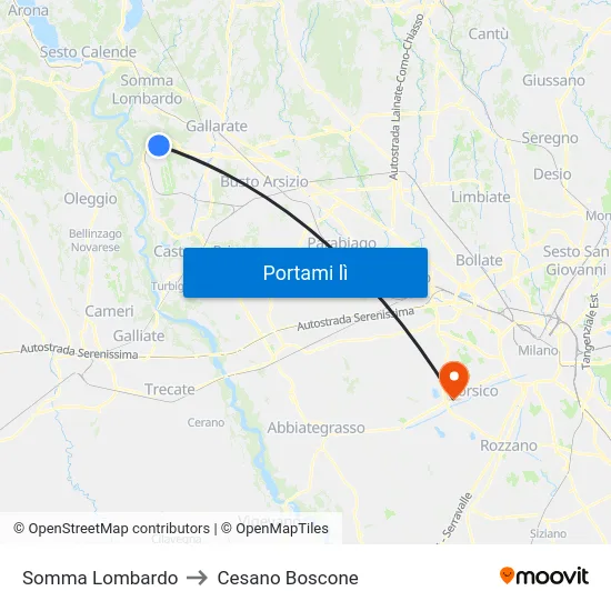 Somma Lombardo to Cesano Boscone map
