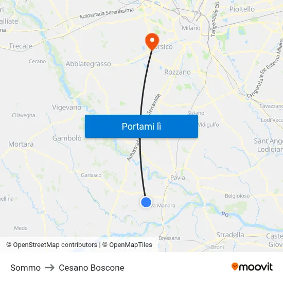Sommo to Cesano Boscone map