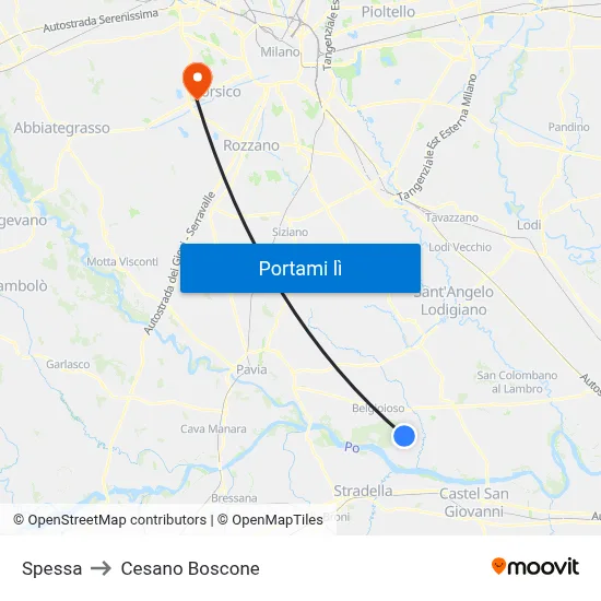 Spessa to Cesano Boscone map