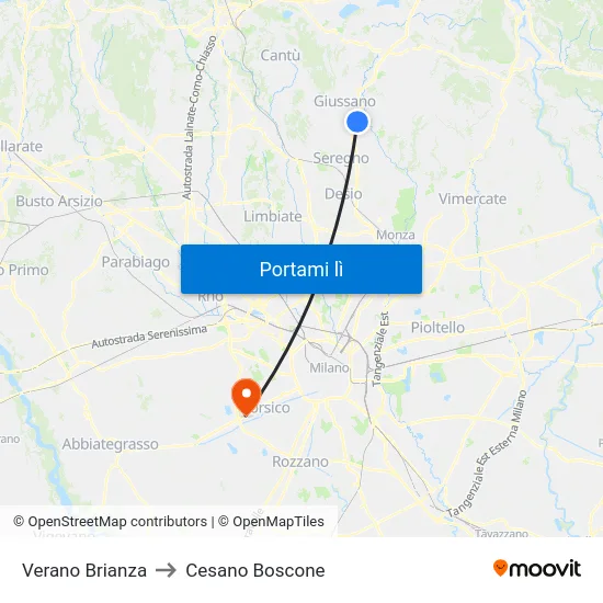 Verano Brianza to Cesano Boscone map