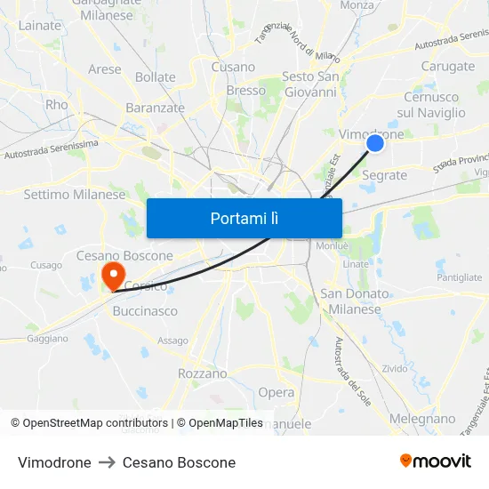 Vimodrone to Cesano Boscone map