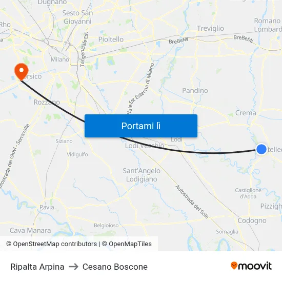 Ripalta Arpina to Cesano Boscone map