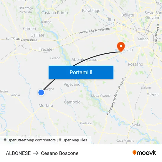 ALBONESE to Cesano Boscone map