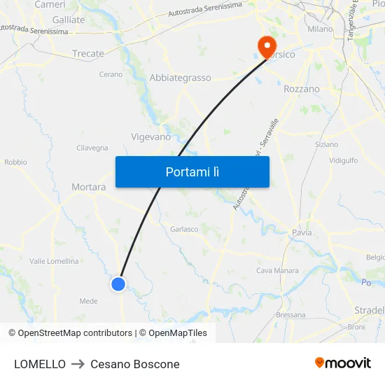 LOMELLO to Cesano Boscone map