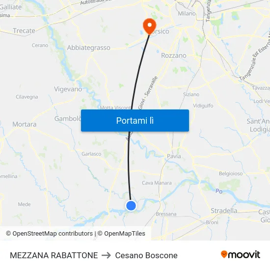 MEZZANA RABATTONE to Cesano Boscone map