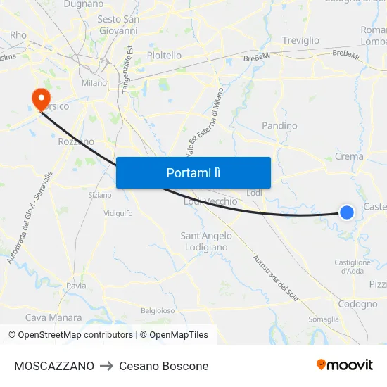 MOSCAZZANO to Cesano Boscone map