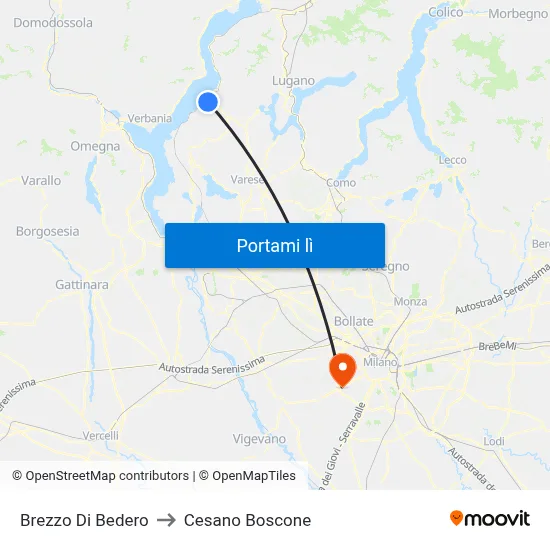 Brezzo Di Bedero to Cesano Boscone map