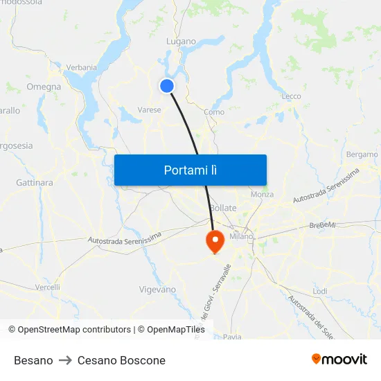 Besano to Cesano Boscone map