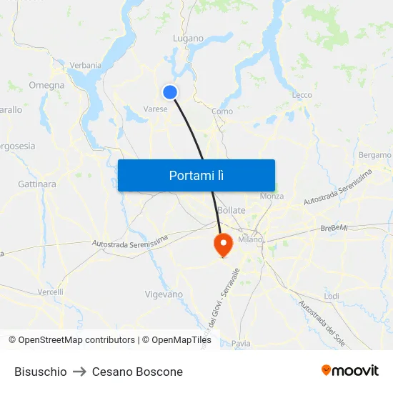 Bisuschio to Cesano Boscone map