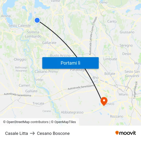Casale Litta to Cesano Boscone map
