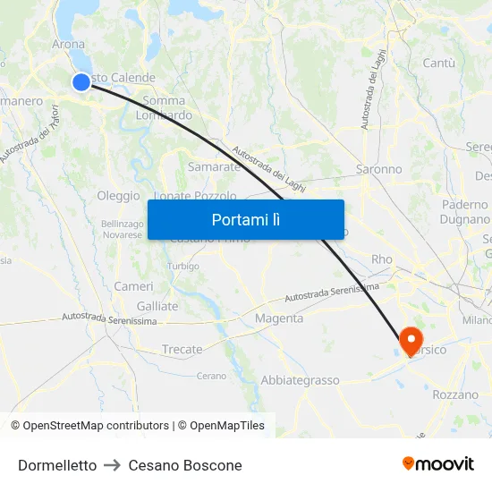 Dormelletto to Cesano Boscone map