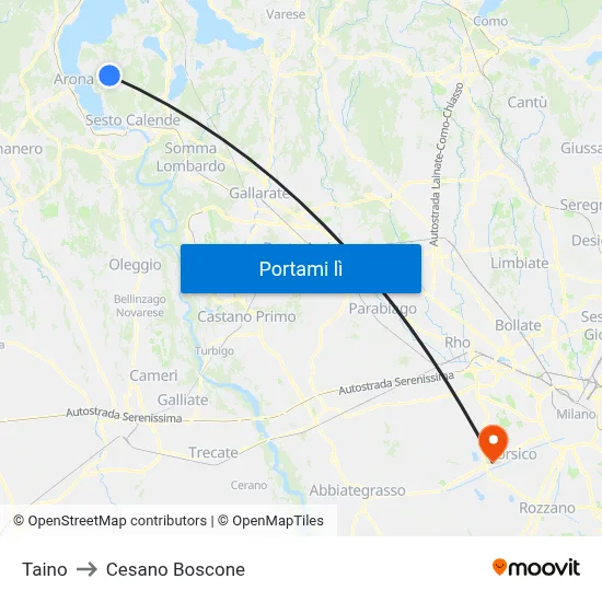Taino to Cesano Boscone map