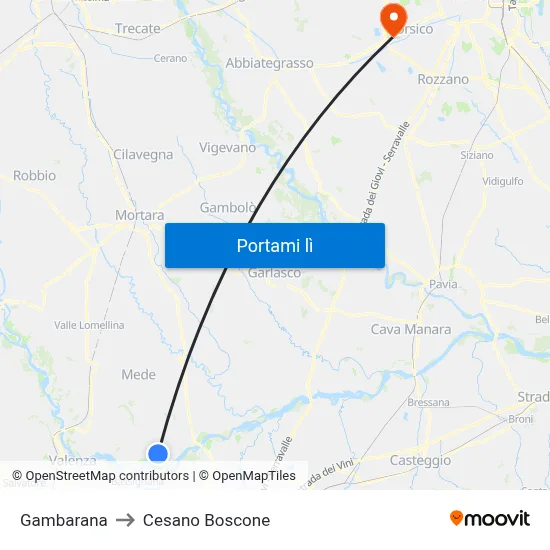 Gambarana to Cesano Boscone map