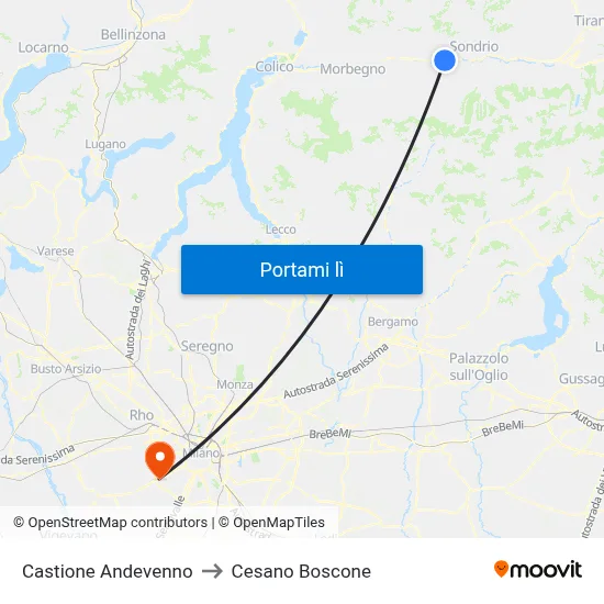 Castione Andevenno to Cesano Boscone map