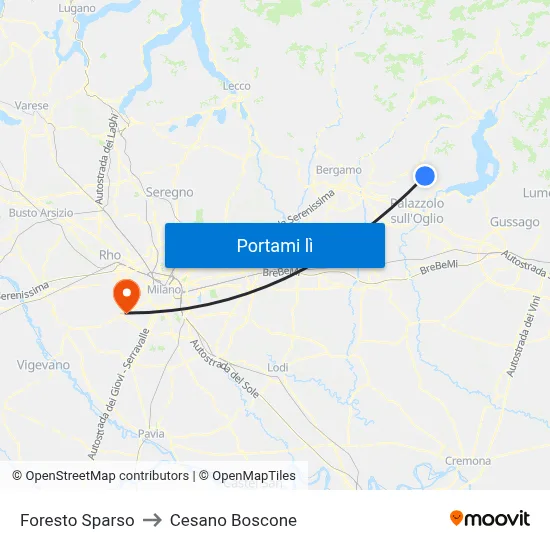 Foresto Sparso to Cesano Boscone map