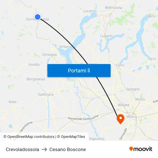 Crevoladossola to Cesano Boscone map