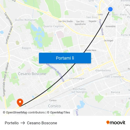 Portello to Cesano Boscone map